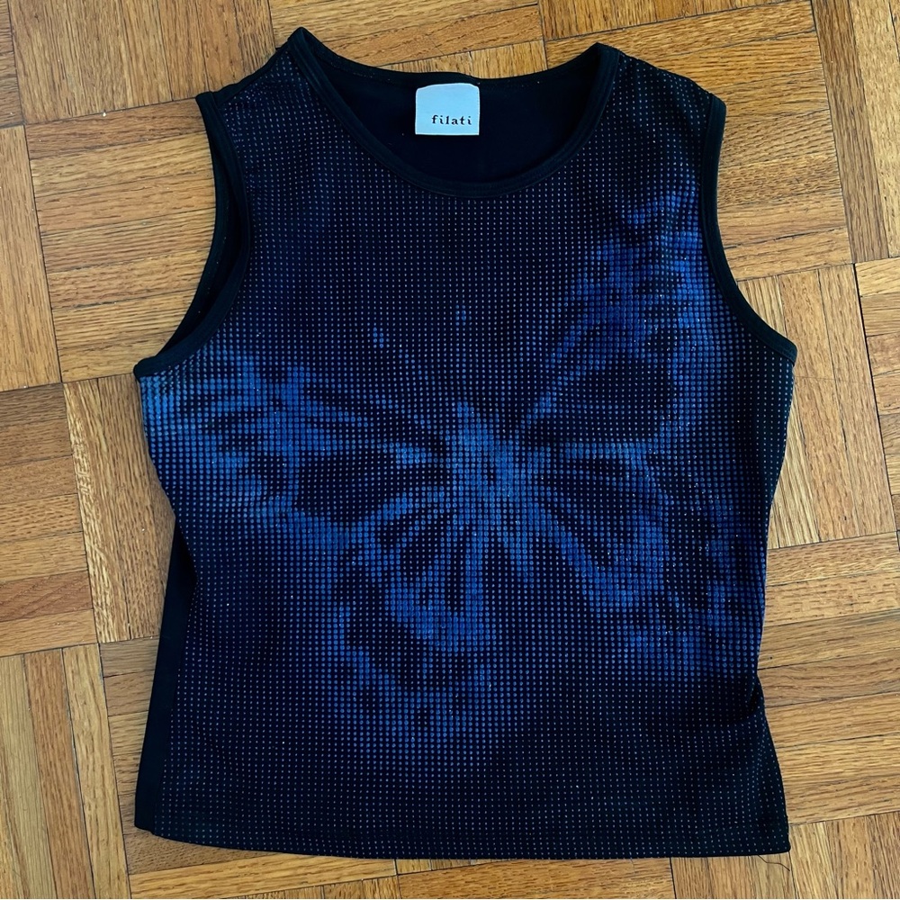 Filati Black and Blue Butterfly Printed Top